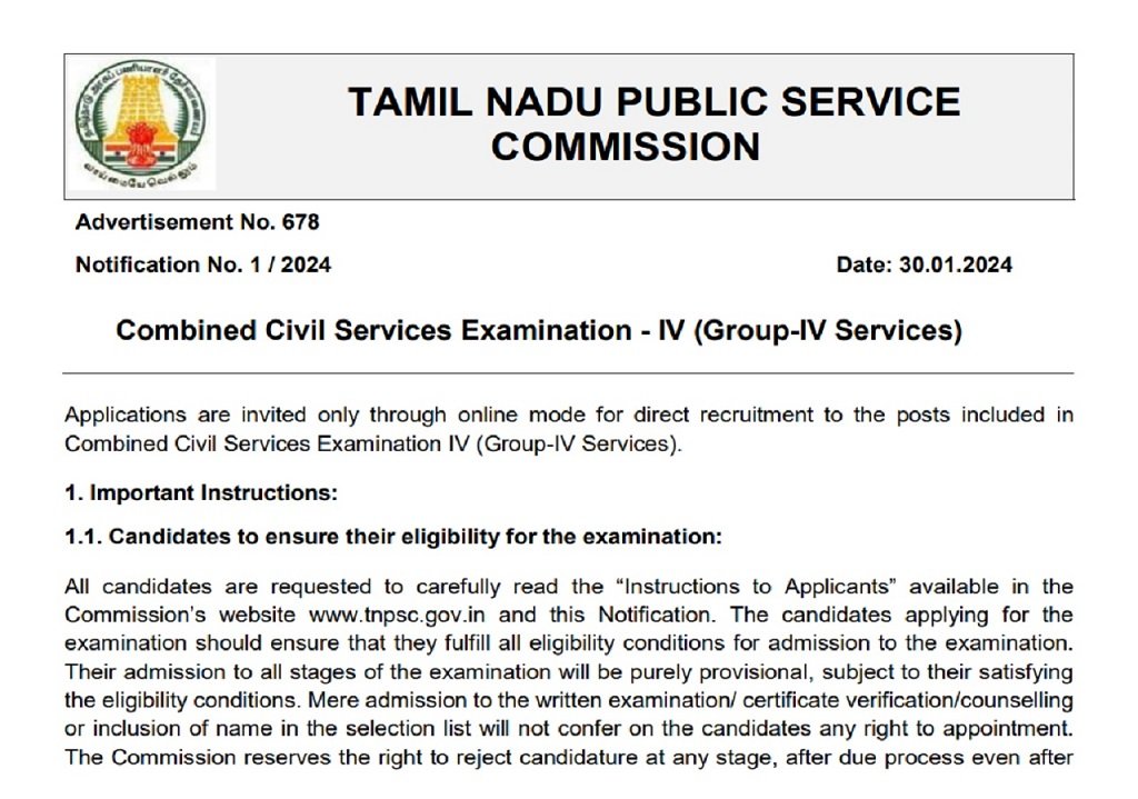 TNPSC Group 4 Recruitment 2024 Apply For 6244 Vacancies In Various