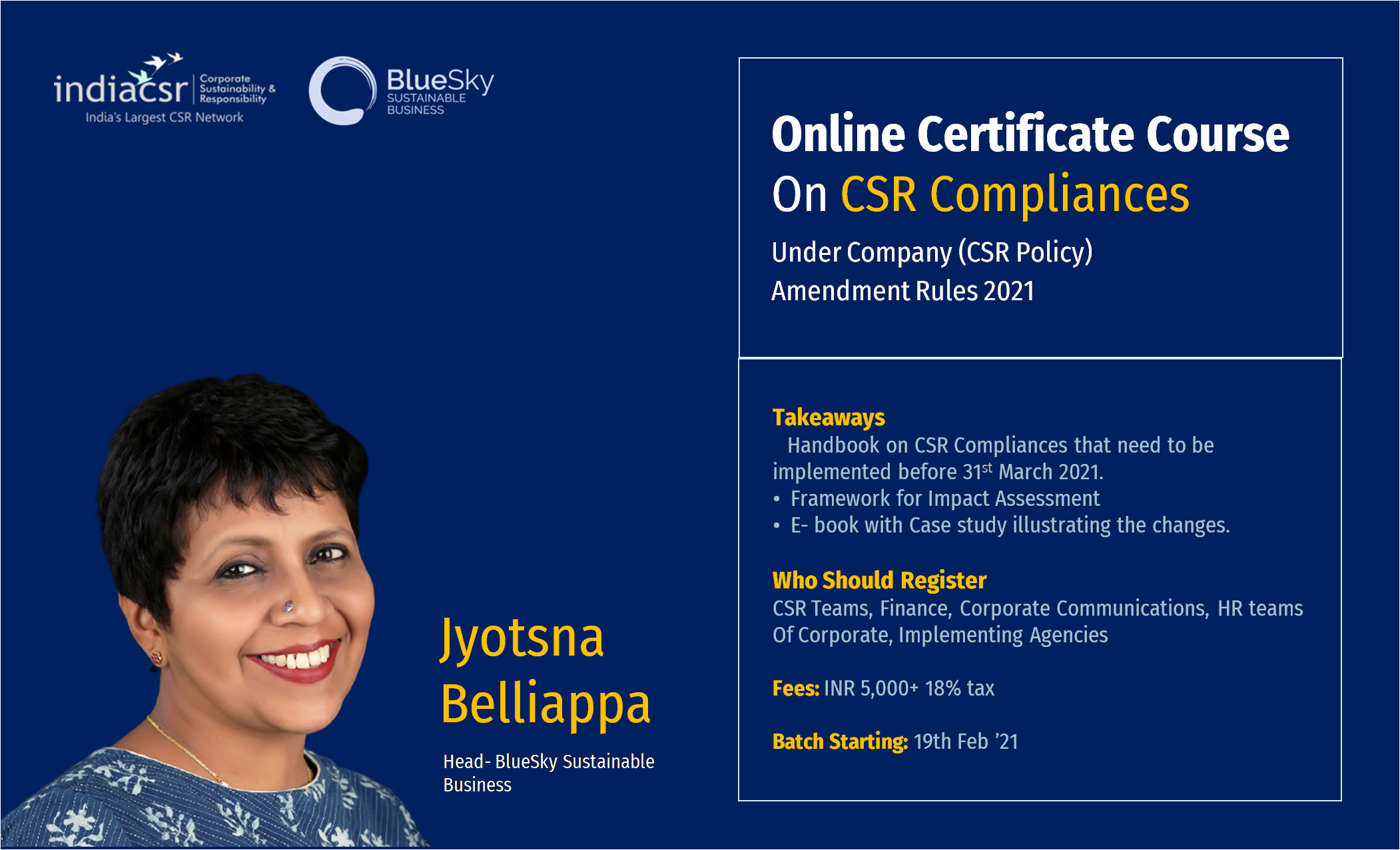 CSR Certification Course on amendment rules 2021