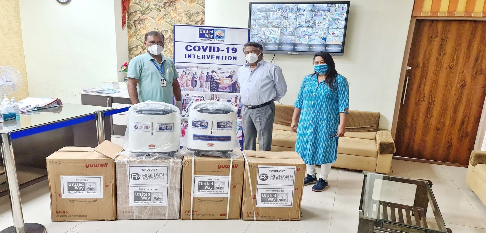United Way of Baroda and Rishabh Software donated oxygen concentrators to Covid hospital of Vadodara - India CSR Network