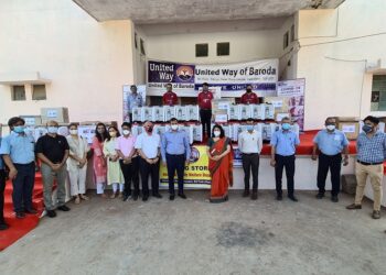 United Way of Baroda with Corporate Partners donate Covid relief equipments
