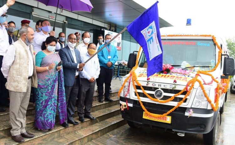 NL Sharma, CMD of the company launching Mobile Health Van at CHQ Shimla.
