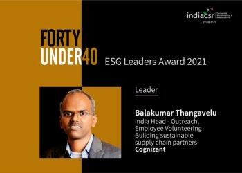 India CSR Forty under 40 ESG Leader: Balakumar Thangavelu, Head – Employee Volunteering platform – Cognizant Outreach