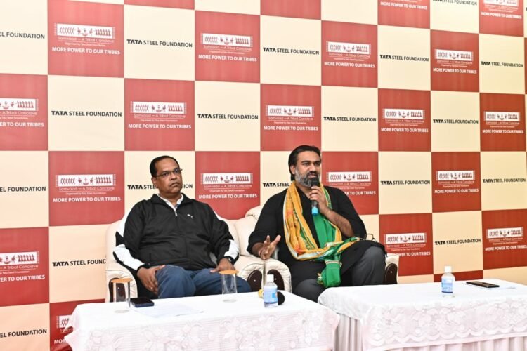 Tata Steel officials address the press conference. 
Photo: India CSR