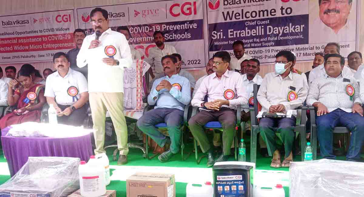 CSR of CGI: CSR: CGI provides hygiene material to govt schools in Palakurthy (Photo: India CSR)