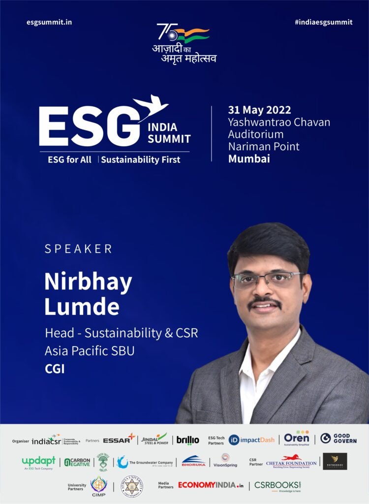 India ESG Summit: Nirbhay Lumde, Head - Sustainability & CSR Asia Pacific SBU, CGI to be a guest speaker 2 India CSR