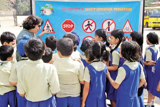 A workshop on road safety organized as part of Toyota’s safety education programme.