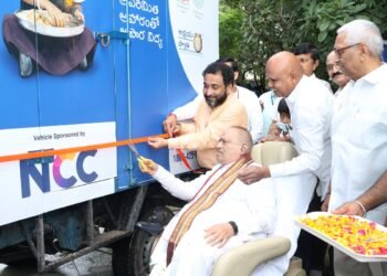 CSR NCC Limited donates a mid-day meal vehicle to Akshaya Patra Foundation. Image: India CSR