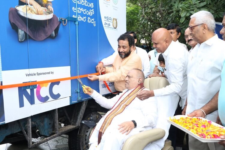 CSR NCC Limited donates a mid-day meal vehicle to Akshaya Patra Foundation. Image: India CSR