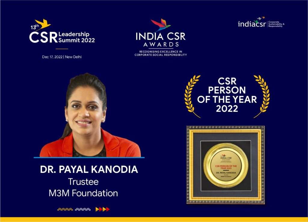Payal Kanodia from M3M Foundation Honoured with CSR Person of the Year ...