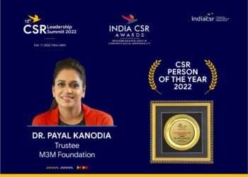Payal Kanodia from M3M Foundation Honoured with CSR Person of the Year Award by India CSR
