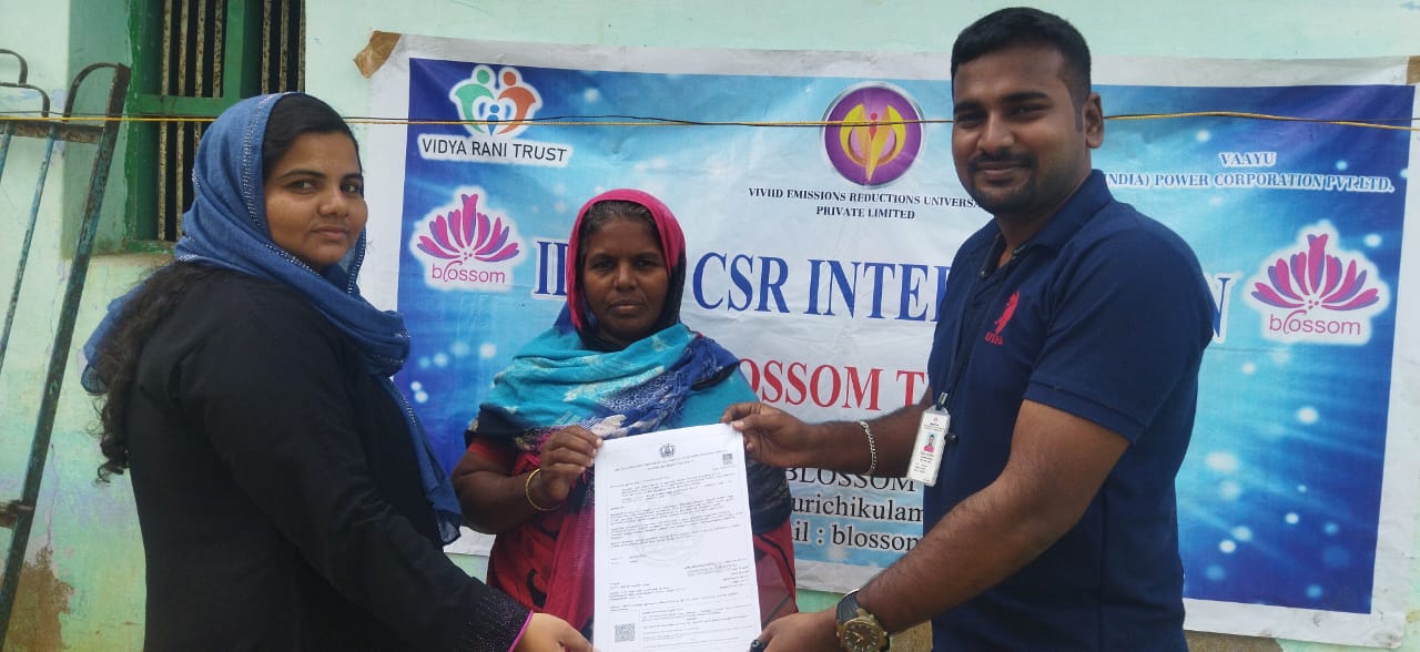 CSR: Kuruchikulam steadily surging towards Gender Justice 1 Photo: N. Mydeen Pathu gets Destitute Widow Pension Scheme Certificate