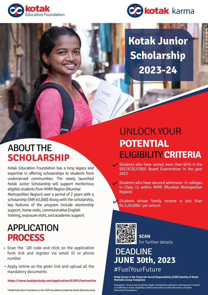 CSR: Kotak Education Foundation Launches Scholarship for Class 11+ Students in Mumbai 2 CSR: Kotak Education Foundation Launches Scholarship for Class 11+ Students in Mumbai