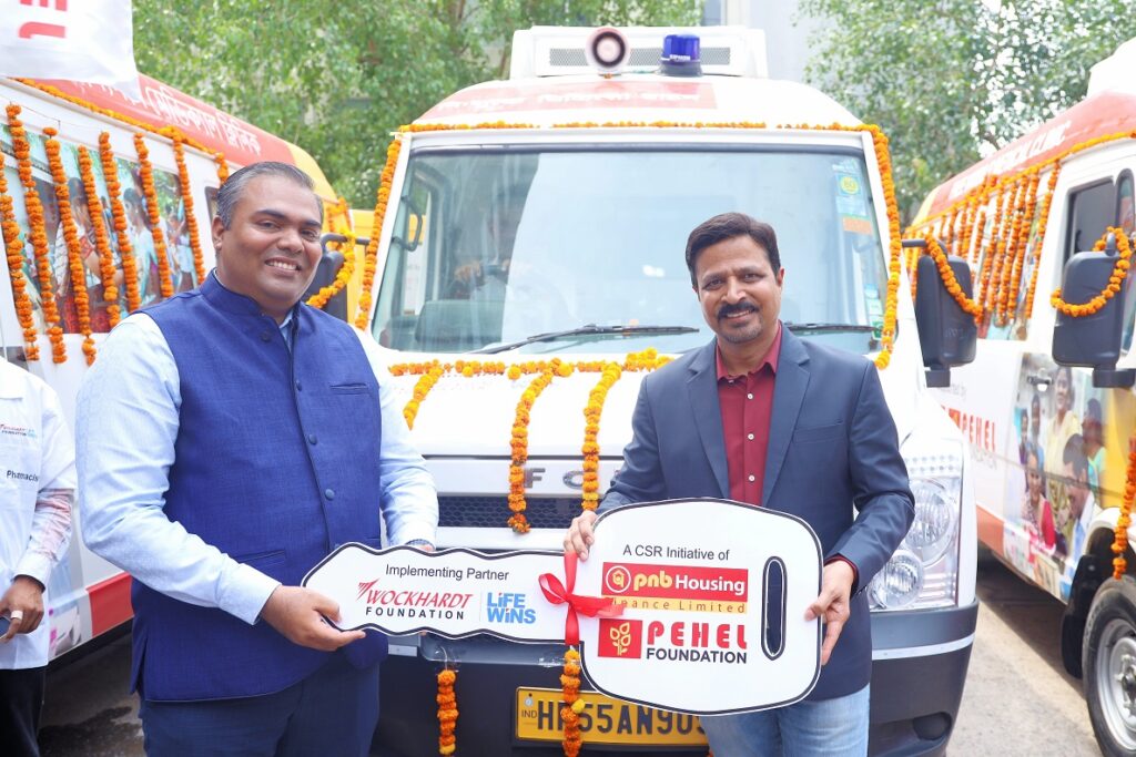 Wockhardt Foundation: Mobile1000 Records 51 Million Rural Patient Interactions as Infections and Chronic Illnesses Rise Together 2 (L-R) Mr. Denis Varghese, Director, Wockhardt Foundation and Mr. Girish Kousgi, MD & CEO, PNB Housing, inaugurating 4 Mobile Medical Units