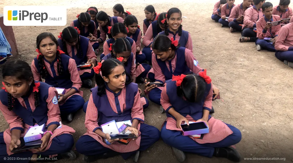 Students engaged with iPrep Learning Tablets for self-learning