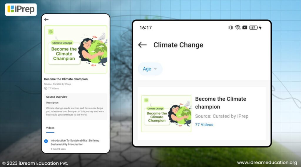 Role of Digital Education in Climate Change Awareness and Action 2 A glimpse of climate action course curated by iPrep on iPrep by iDream Education