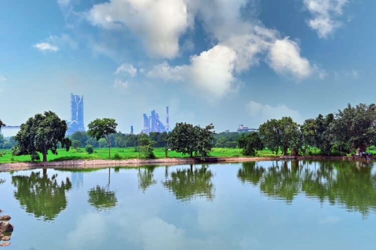 A community pond revitalised by UltraTech's integrated manufacturing unit in Chhattisgarh, Hirmi Cement Works