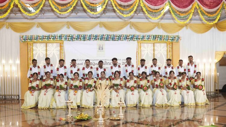 Couples at dowry free community wedding