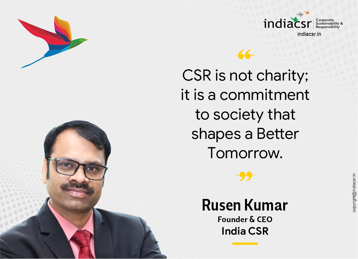 CSR is Not Charity; it is a Commitment to Society that Shapes a better Tomorrow 1 CSR Quote by Rusen Kumar