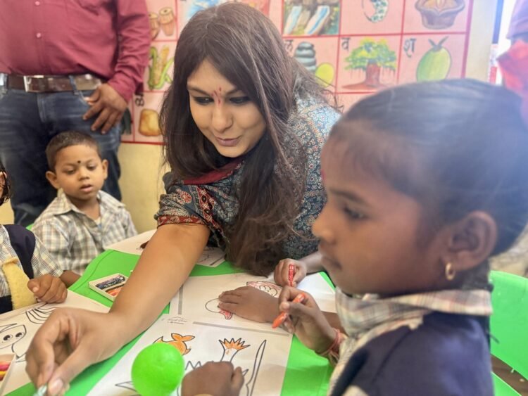 Priya Agarwal Hebbar with Children at Nand Ghar in Thane. Photo: India CSR