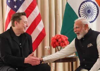 Prime Minister Narendra Modi with Elon Musk
