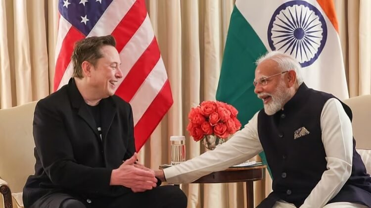 Prime Minister Narendra Modi with Elon Musk