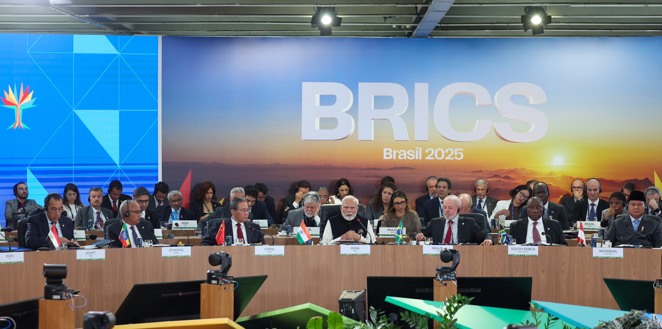PM addressing the BRICS Summit Plenary session on Strengthening Multi-lateralism, Economic-Financial Affairs and Artificial Intelligence on the sidelines of 17th BRICS Summit at Rio De Janeiro, in Brazil on July 06, 2025.