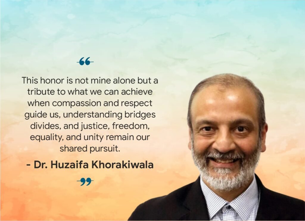 Dr. Huzaifa Khorakiwala honoured with Blue Ribbon Award 2025 in Cambodia 2 Dr. Huzaifa Khorakiwala, Founder of the I Am Peacekeeper Movement, has been conferred with the Blue Ribbon Award 2025 in Cambodia, honouring his humanitarian vision, peace advocacy, and pioneering healthcare leadership.