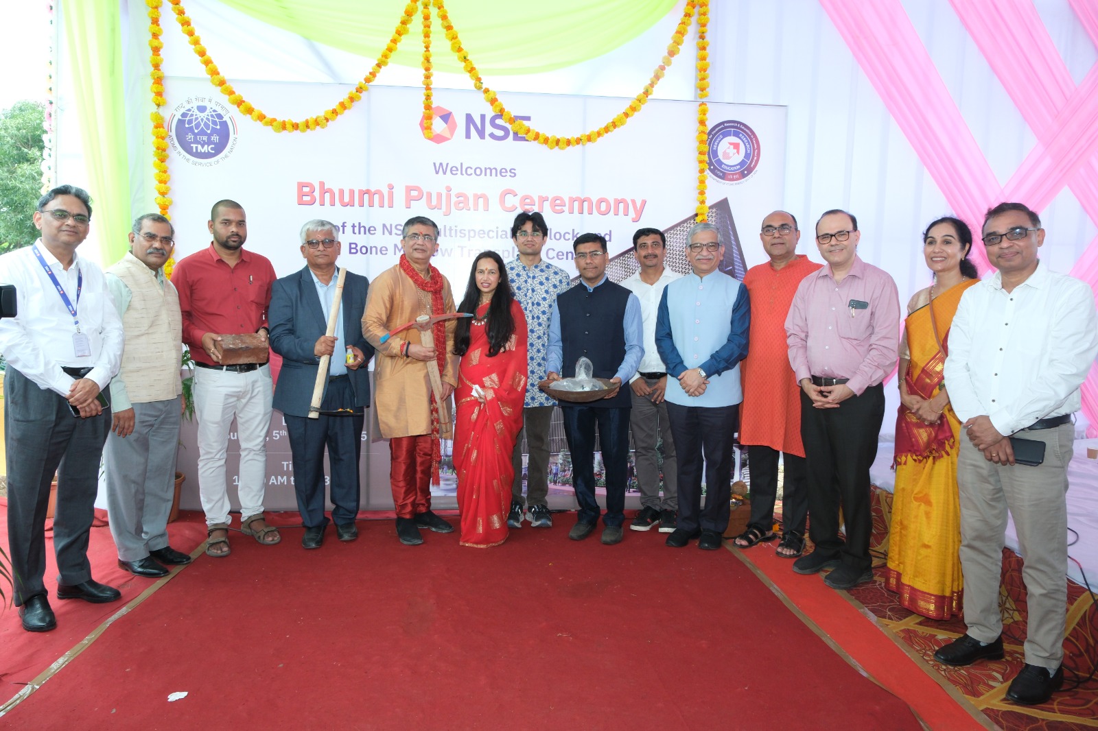 Bhoomi Pujan conducted for a G+11-storey NSE Multispecialty Hospital Block and Bone Marrow Transplant Centre at ACTREC, Tata Memorial Hospital, Navi Mumbai with a built-up area of 2.4 lakh sq ft.
