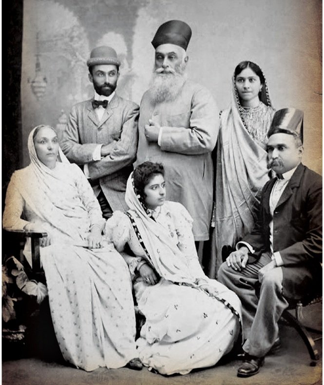 Standing (Left to Right): Sir Ratan Tata, Jamsetji Tata, Lady Navajbai Tata Sitting (Left to Right): Hirabai Tata, Lady Meherbai Tata, Sir Dorabji Tata