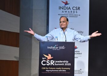 Sita Ram Gupta speaking at the 16th India CSR Summit in New Delhi on November 21, 2025. © India CSR