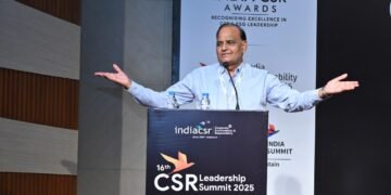 Sita Ram Gupta speaking at the 16th India CSR Summit in New Delhi on November 21, 2025. © India CSR