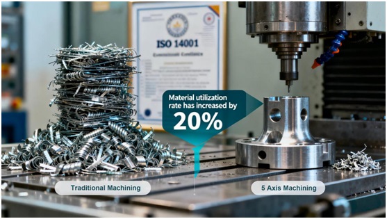Material waste comparison between 3-axis and 5-axis CNC machining