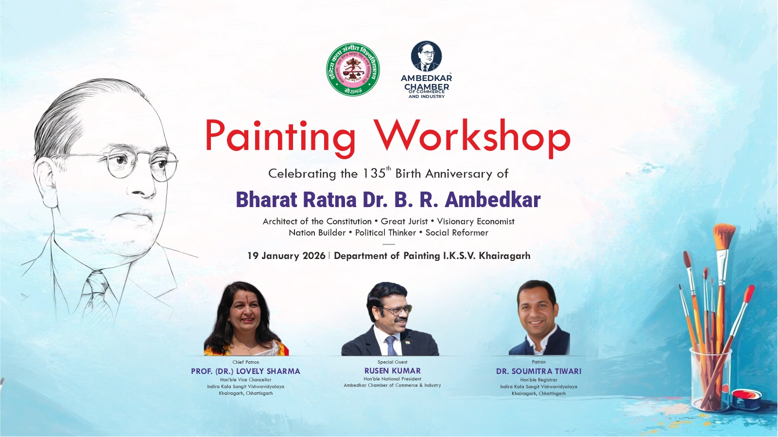 Art Workshop on Dr. B.R. Ambedkar at Indira Kala Sangeet Vishwavidyalaya on Jan 19
