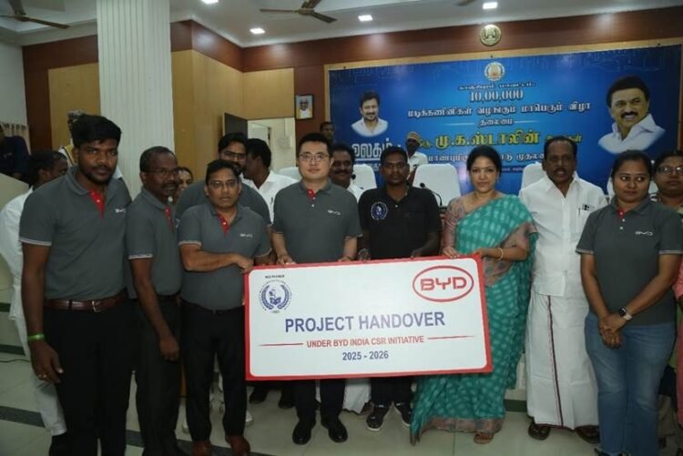 BYD senior officials’ handover the CSR project to Tmt. Kalaiselvi Mohan, I.A.S - District Collector and District Magistrate of Kancheepuram