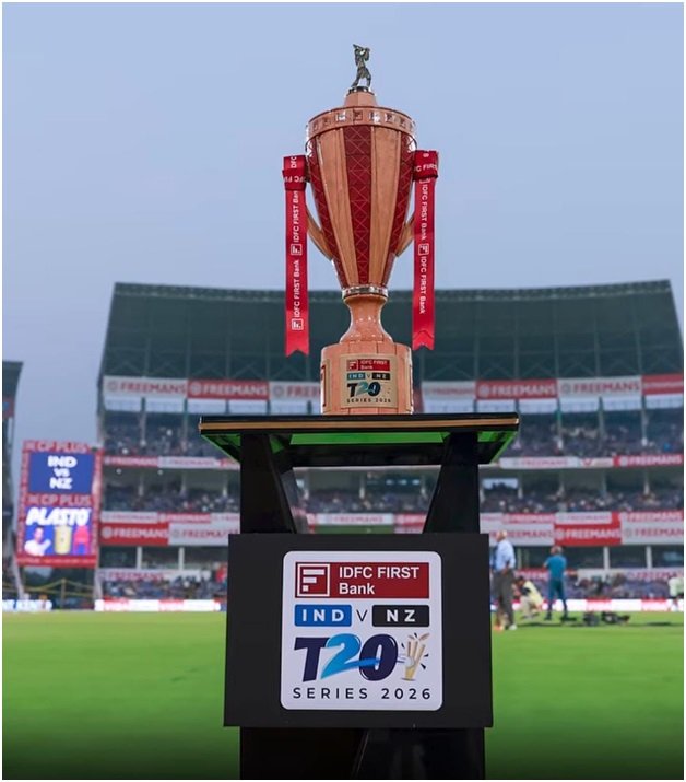 Not Just Another Cup: The India vs New Zealand T20I Series Trophy 1 The India-New Zealand T20I Series Trophy, supported by IDFC FIRST Bank, reflects an approach rooted in reuse and responsible material choices. Source: BCCI Social Media