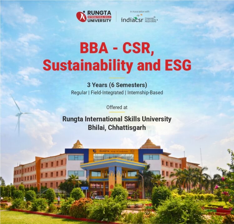 Admissions Open for BBA in CSR, Sustainability and ESG at Rungta International Skills University