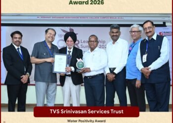 TVS Srinivasan Services Trust Wins Water Positivity Award 2026 at India Sustainability Awards by India CSR®