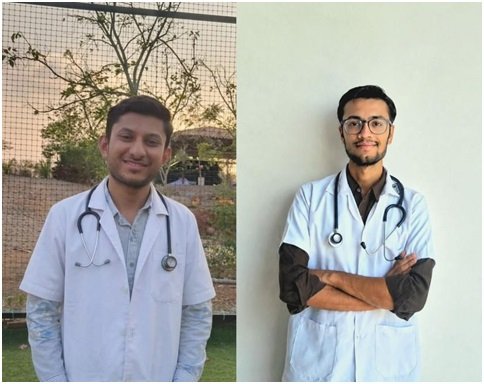 Rohit (on left) and Shubham (on right), the first doctors in their families - in their graduation whites.