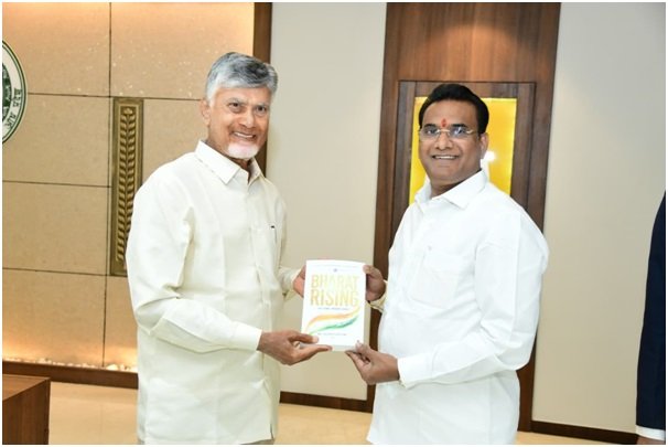 CM N. Chandrababu Naidu Receives Dr. Dileep Kilaru’s Bharat Rising: In the Modi Era