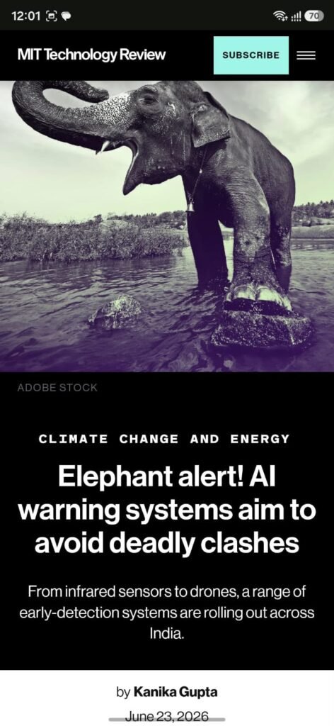 America's MIT Spotlights Chhattisgarh’s AI Elephant Alert System 2 In a historic milestone for wildlife conservation and technological innovation, Chhattisgarh’s AI-powered elephant monitoring system has earned a prominent feature in MIT Technology Review, the world-renowned American tech journal. The publication praised the state's modern, science-backed efforts to mitigate human-elephant conflict, recognizing the initiative as a highly effective and replicable global model.