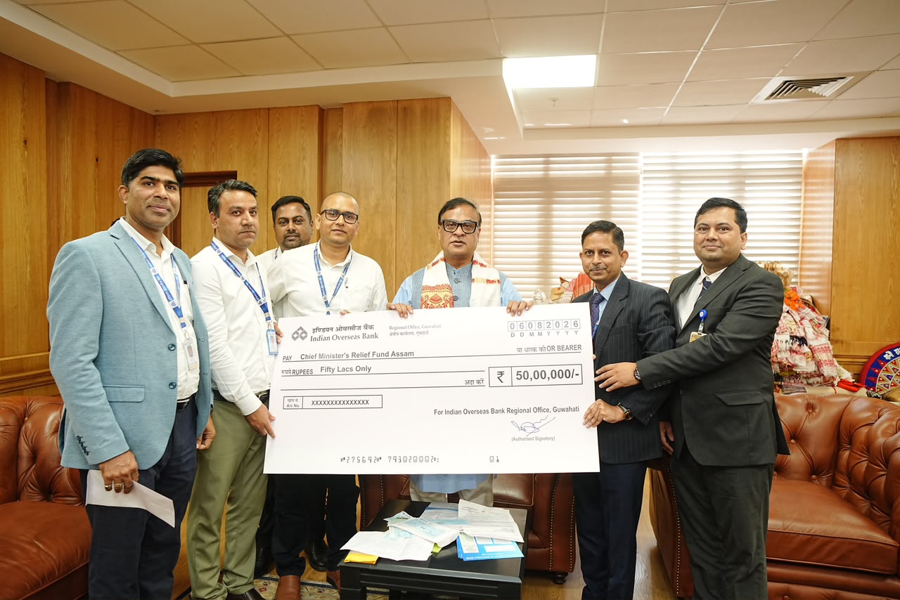 Indian Overseas Bank Contributes ₹50 lakh to Assam Chief Minister's Relief Fund under CSR 1 Indian Overseas Bank contributes ₹50 lakh to Assam Chief Minister's Relief Fund