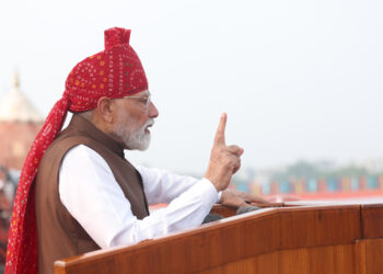 PM addressing the Nation on the occasion of 80th Independence Day celebrations at Red Fort, in Delhi on August 15, 2026.