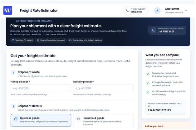 Weeple Logistics Launches New Business Dashboard to Help Companies Reach New Cities and Markets 1 New digital workspace brings freight estimates, quotations and shipment information together, helping businesses plan expansion with greater confidence.
