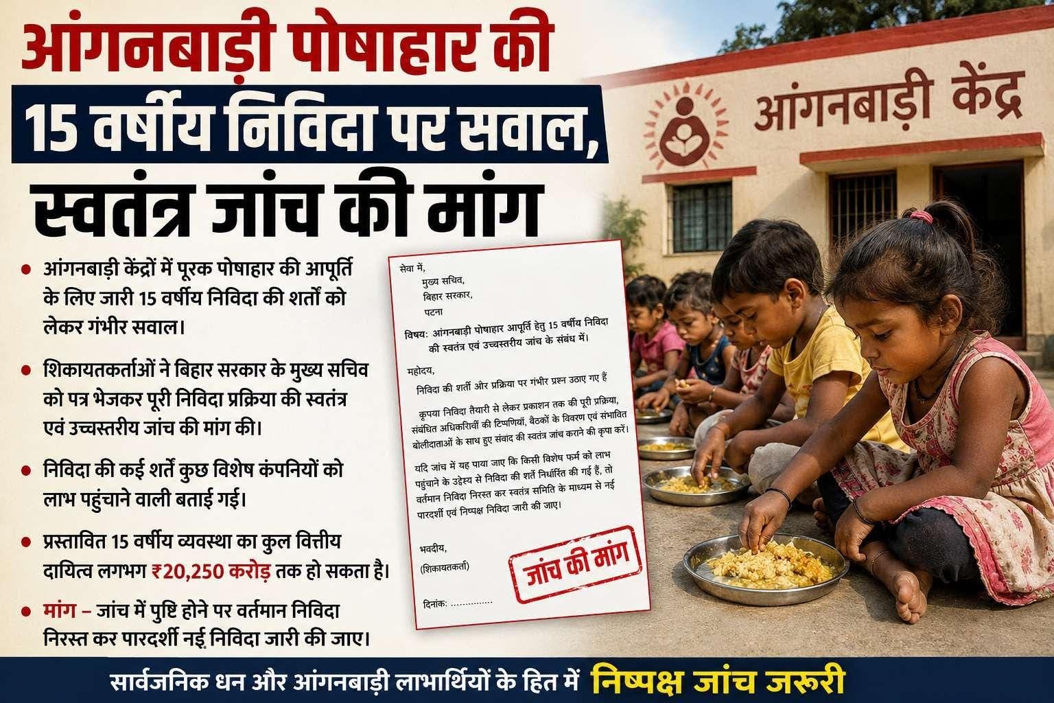 आंगनबाड़ी पोषाहार की 15 वर्षीय निविदा पर उठे सवाल, स्वतंत्र उच्चस्तरीय जांच की मांग 1 India CSR