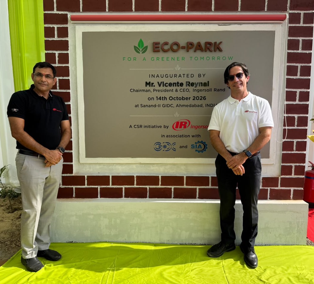 The Stone Laying Ceremony of the Sanand Eco Park at GIDC Sanand by Mr. Sunil Khanduja, Chairman, Ingersoll Rand India Limited. and Mr. Vicente Reynal, Chairman, President & CEO of Ingersoll Rand