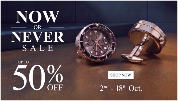 Now or Never Sale: Up to 50% off on Cufflinks from 2ndto 18thOctober. Shop now at Tivaaro.com.